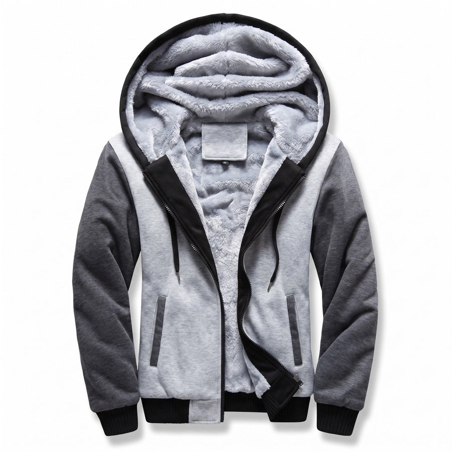 Men's Colour Block Fleece Jacket with Built In Hood - product view 8 | Buffalo Gears