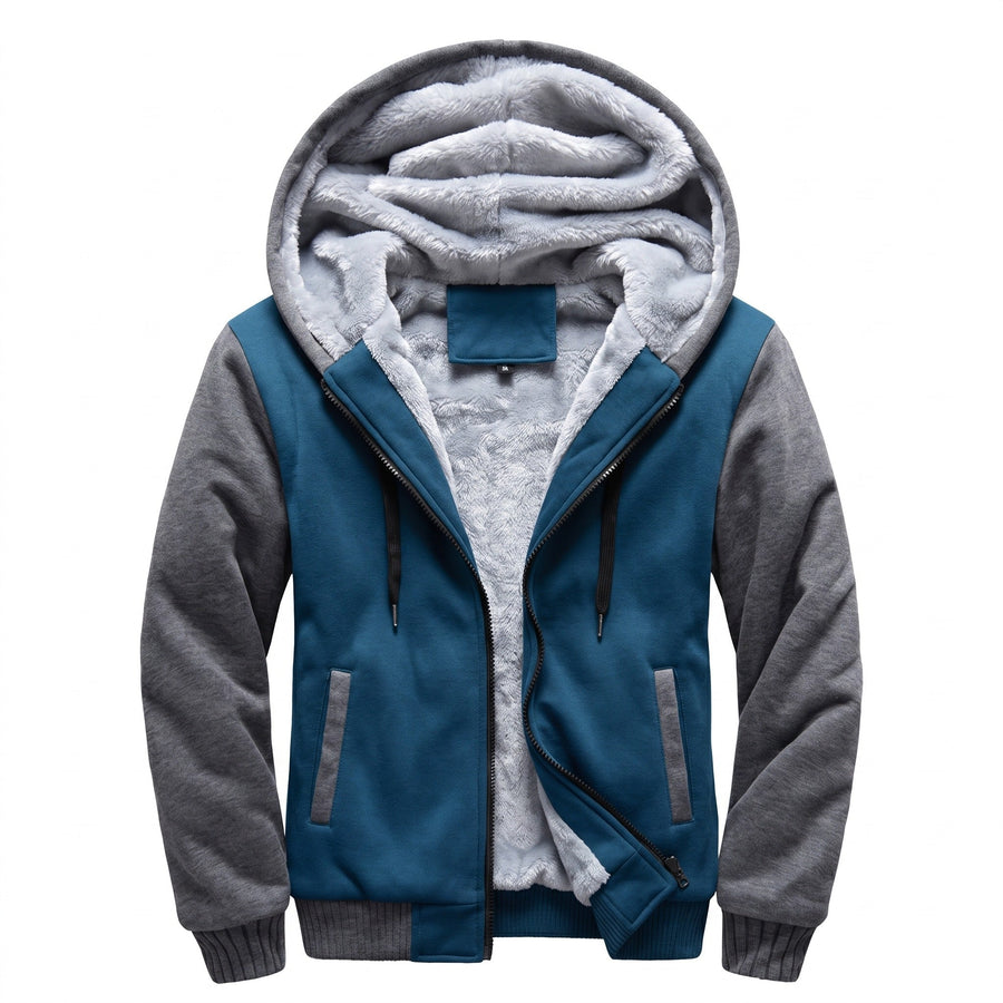 Men's Colour Block Fleece Jacket with Built In Hood - product view 9 | Buffalo Gears