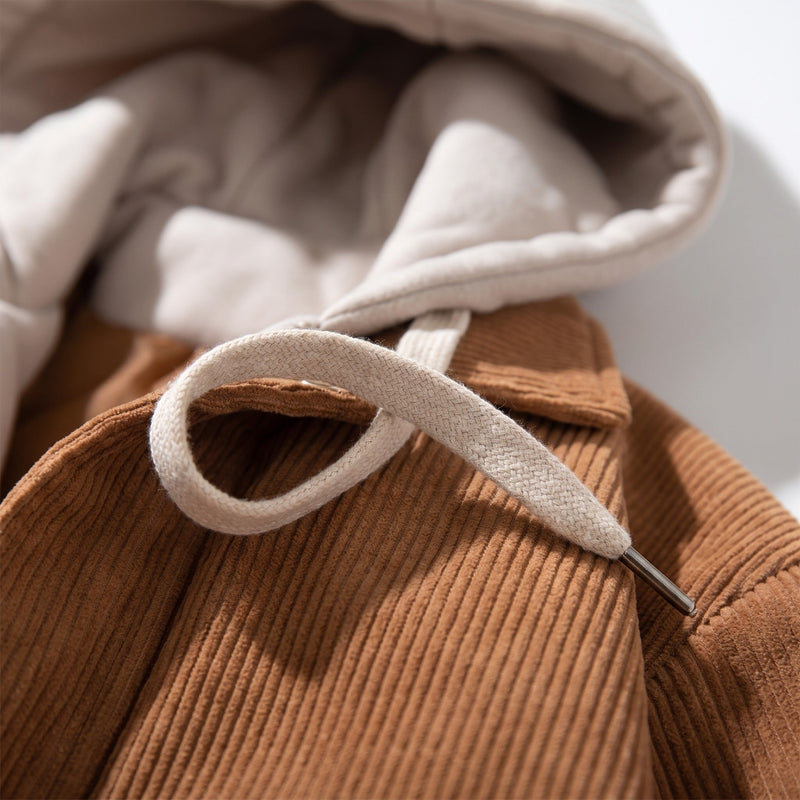 Men's Corduroy Winter Jacket with Insulated Lining and Hood - product view 4 | Buffalo Gears