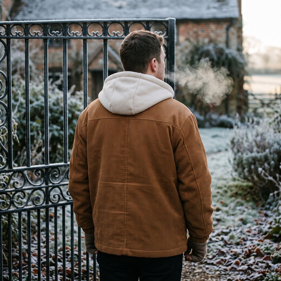Men's Corduroy Winter Jacket with Insulated Lining and Hood - product view 5 | Buffalo Gears