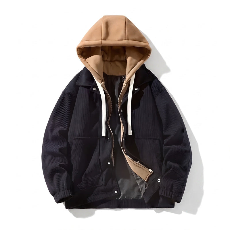 Men's Corduroy Winter Jacket with Insulated Lining and Hood - product view 6 | Buffalo Gears