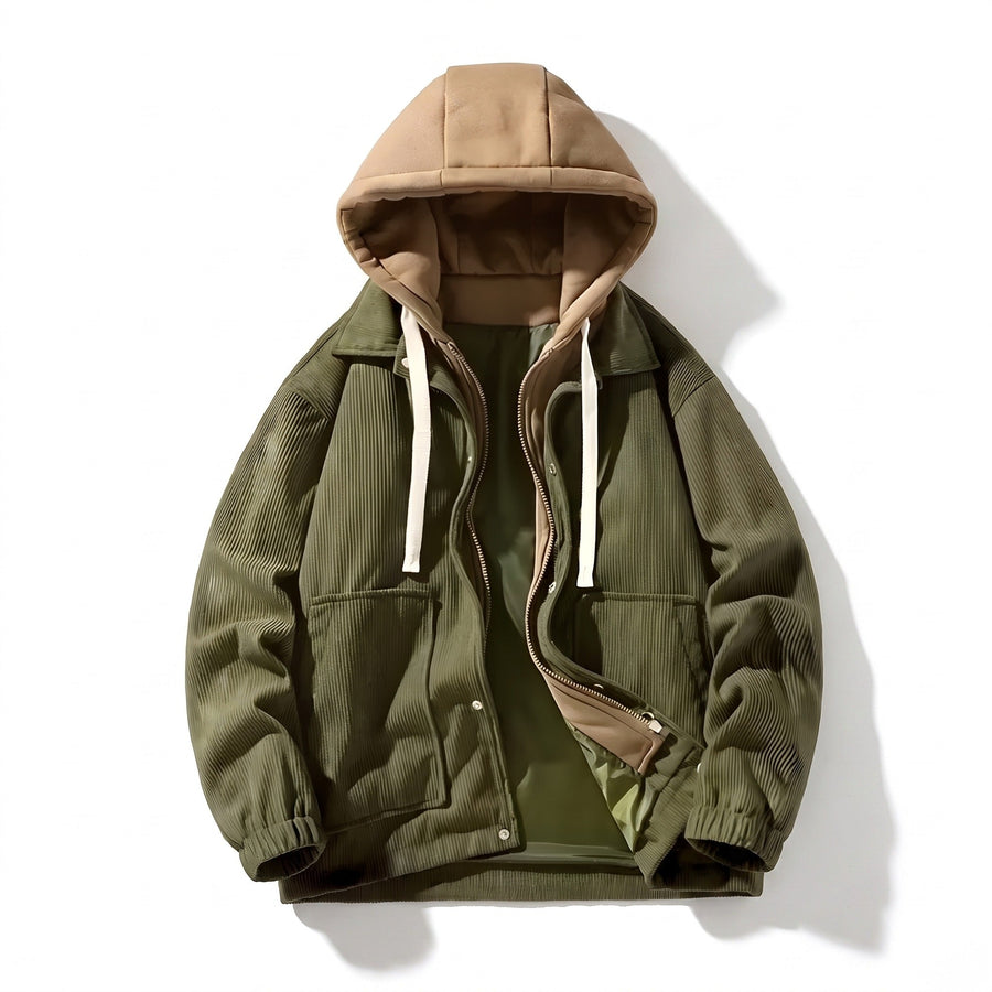 Men's Corduroy Winter Jacket with Insulated Lining and Hood - product view 8 | Buffalo Gears