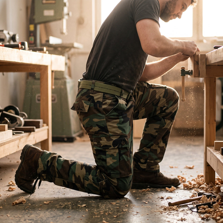Men's Cotton Blend Cargo Work Trousers with Deep Pockets - product view 3 | Buffalo Gears