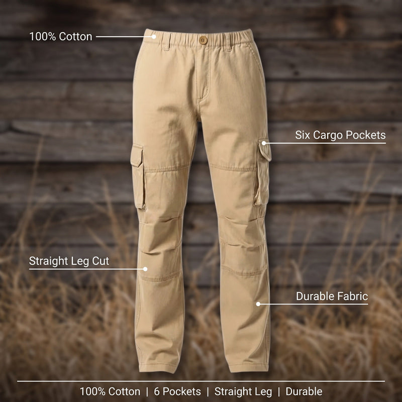 Men's Cotton Cargo Trousers with Six Roomy Pockets - product view 2 | Buffalo Gears
