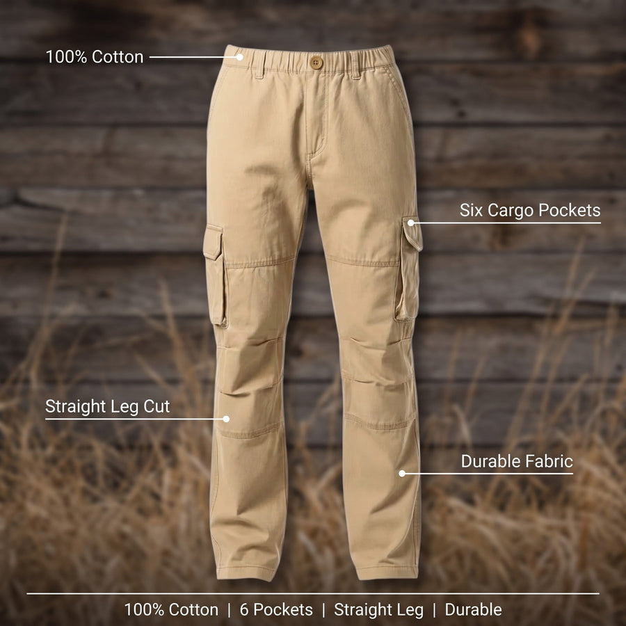 Men's Cotton Cargo Trousers with Six Roomy Pockets - product view 2 | Buffalo Gears