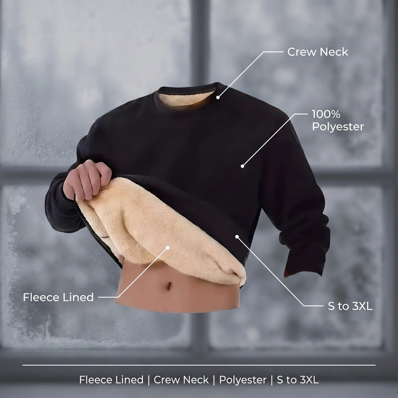 Men's Fleece Lined Crew Neck Sweatshirt for Winter - product view 2 | Buffalo Gears