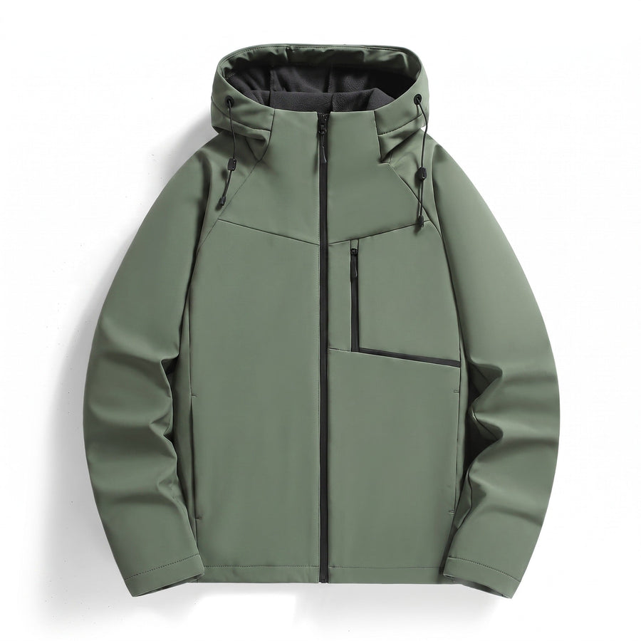 Men's Fleece Lined Hooded Jacket for Wind and Rain - product view 1 | Buffalo Gears
