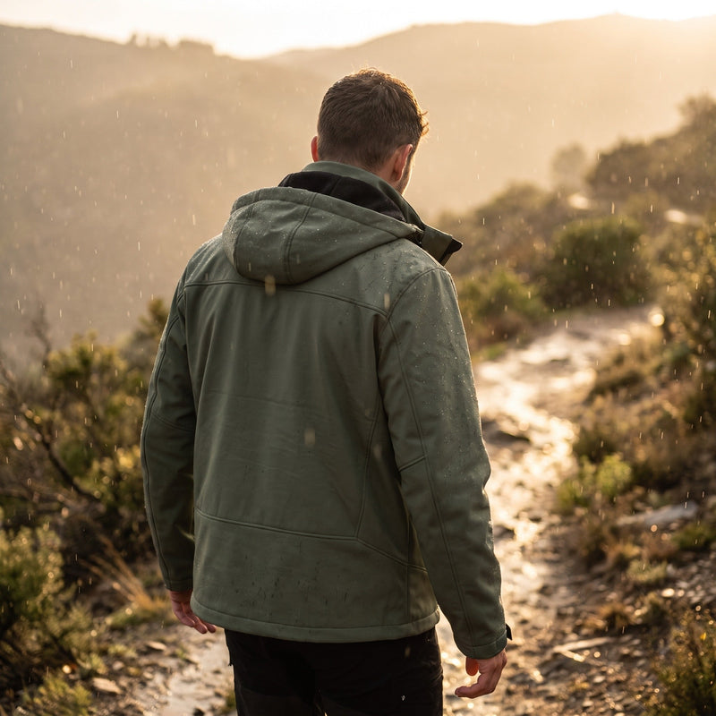 Men's Fleece Lined Hooded Jacket for Wind and Rain - product view 3 | Buffalo Gears