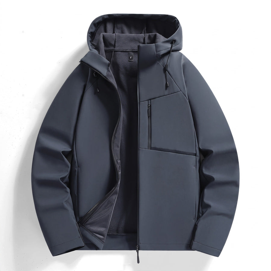 Men's Fleece Lined Hooded Jacket for Wind and Rain - product view 7 | Buffalo Gears