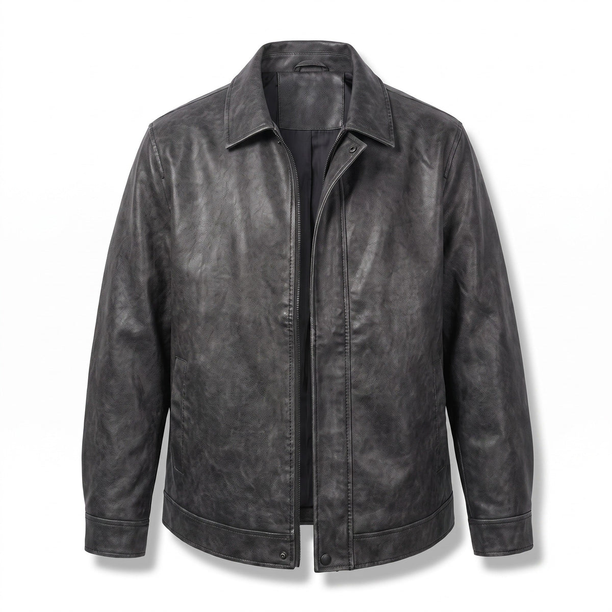 Men's Full Grain Leather Coat, Windproof and Long - product view 1 | Buffalo Gears