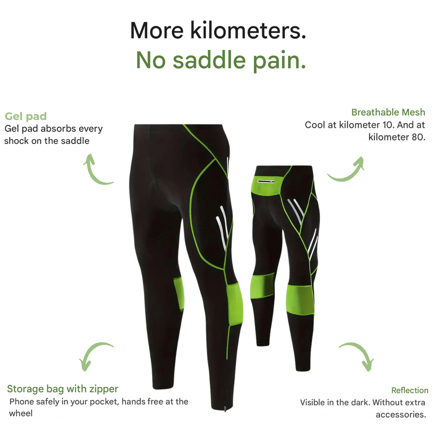 Men's Gel-Padded Cycling Tights for Long Rides - product view 2 | Buffalo Gears