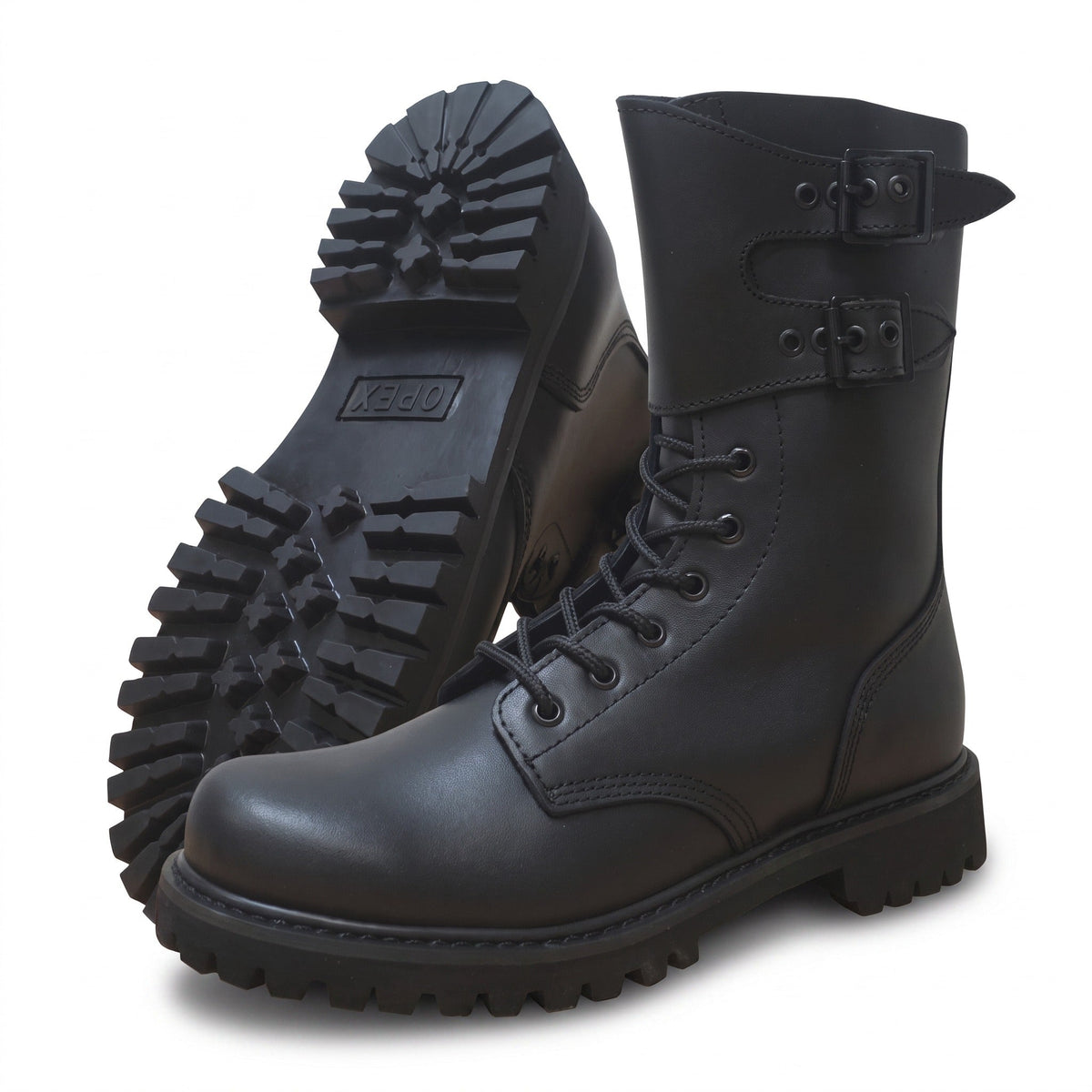 Men's Goodyear Welted Leather Combat Boots in Black - product view 1 | Buffalo Gears