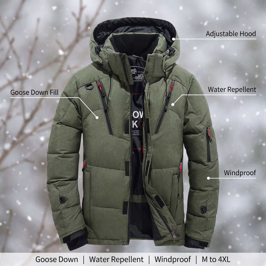 Men's Goose Down Winter Jacket with Adjustable Hood - product view 2 | Buffalo Gears