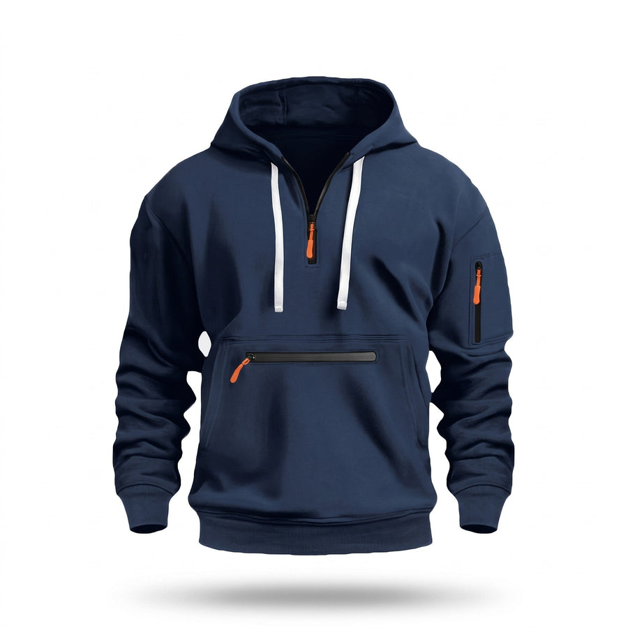 Men's Half Zip Hoodie with a Kangaroo Front Pocket - product view 1 | Buffalo Gears