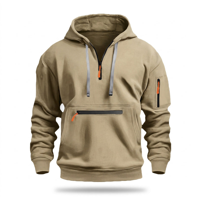 Men's Half Zip Hoodie with a Kangaroo Front Pocket - product view 6 | Buffalo Gears
