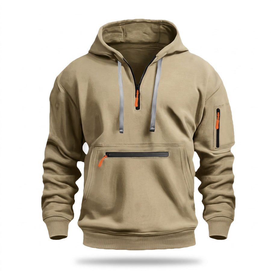 Men's Half Zip Hoodie with a Kangaroo Front Pocket - product view 6 | Buffalo Gears
