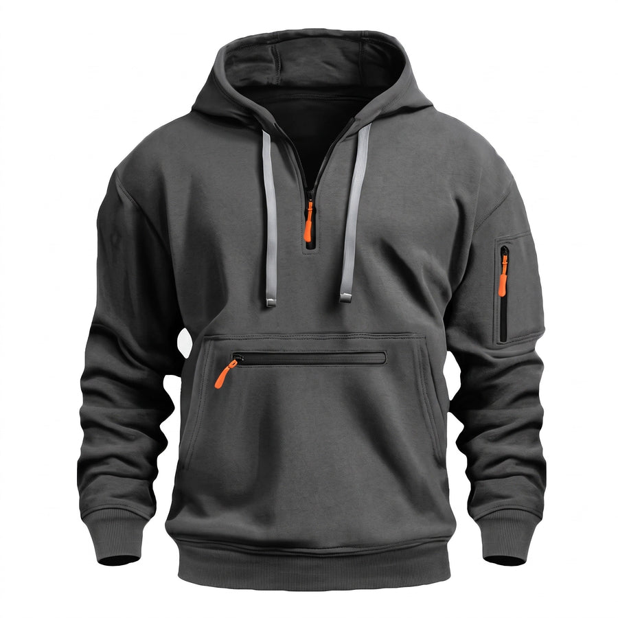 Men's Half Zip Hoodie with a Kangaroo Front Pocket - product view 7 | Buffalo Gears