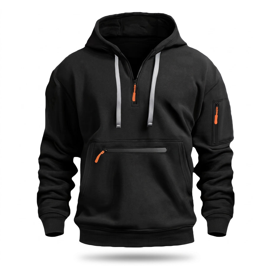 Men's Half Zip Hoodie with a Kangaroo Front Pocket - product view 9 | Buffalo Gears