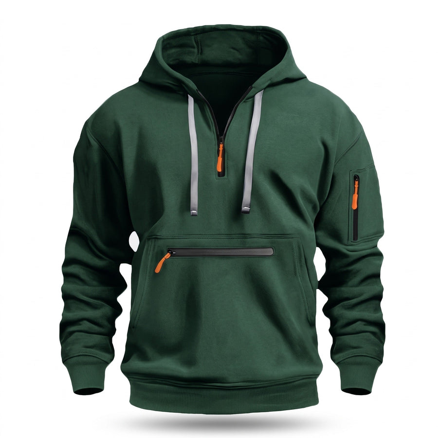 Men's Half Zip Hoodie with a Kangaroo Front Pocket - product view 10 | Buffalo Gears