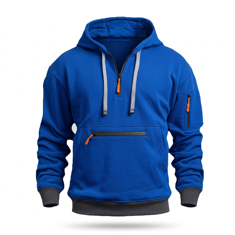Men's Half Zip Hoodie with a Kangaroo Front Pocket - product view 12 | Buffalo Gears
