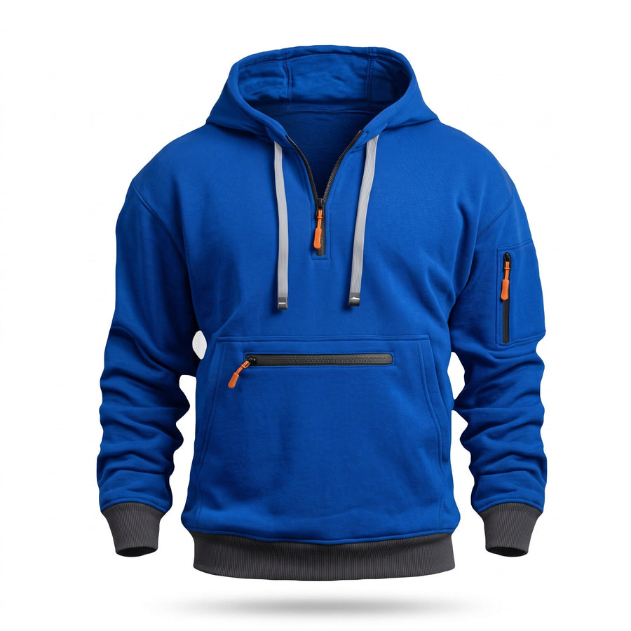 Men's Half Zip Hoodie with a Kangaroo Front Pocket - product view 12 | Buffalo Gears