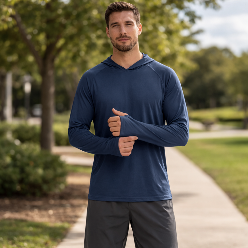 Men's Hooded Hiking Shirt with UPF 50+ Sun Shield - product view 3 | Buffalo Gears