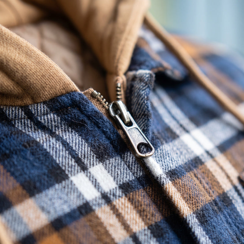 Men's Hooded Plaid Flannel Shacket with Full Zip Front - product view 4 | Buffalo Gears