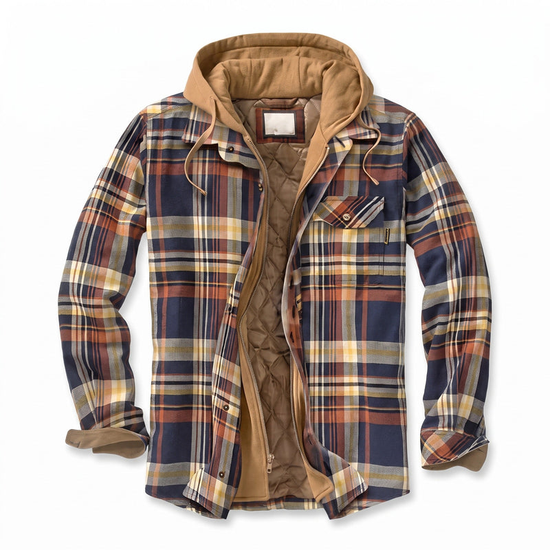 Men's Hooded Plaid Flannel Shacket with Full Zip Front - product view 6 | Buffalo Gears