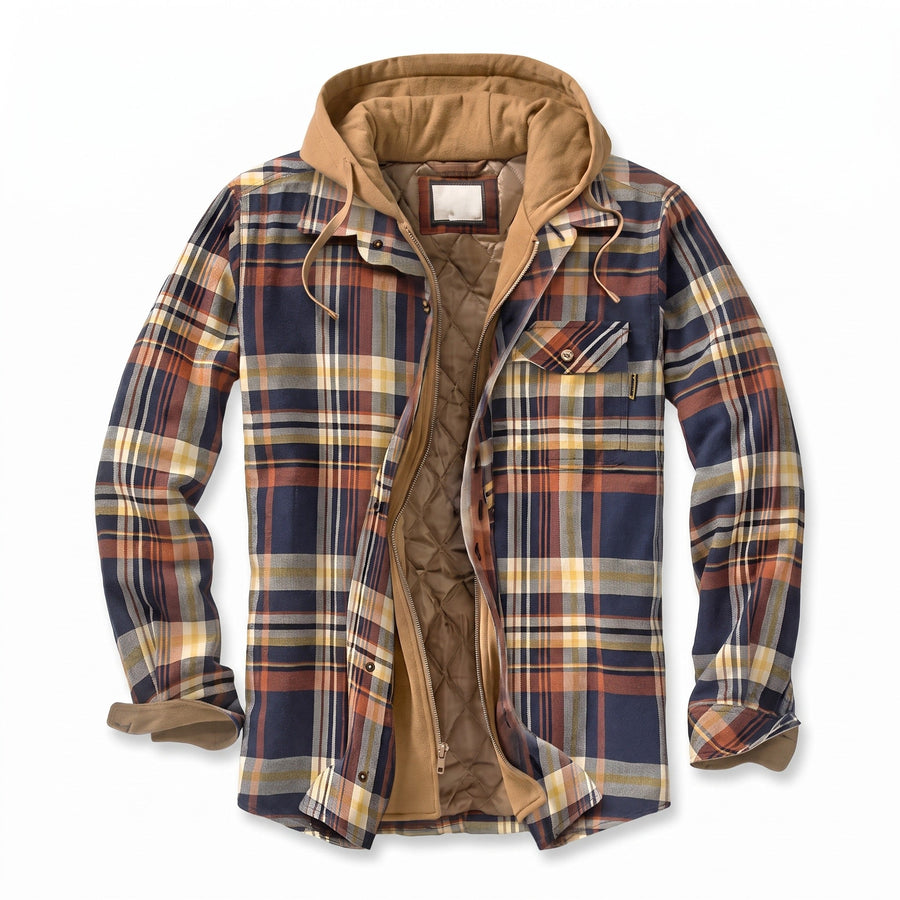 Men's Hooded Plaid Flannel Shacket with Full Zip Front - product view 6 | Buffalo Gears