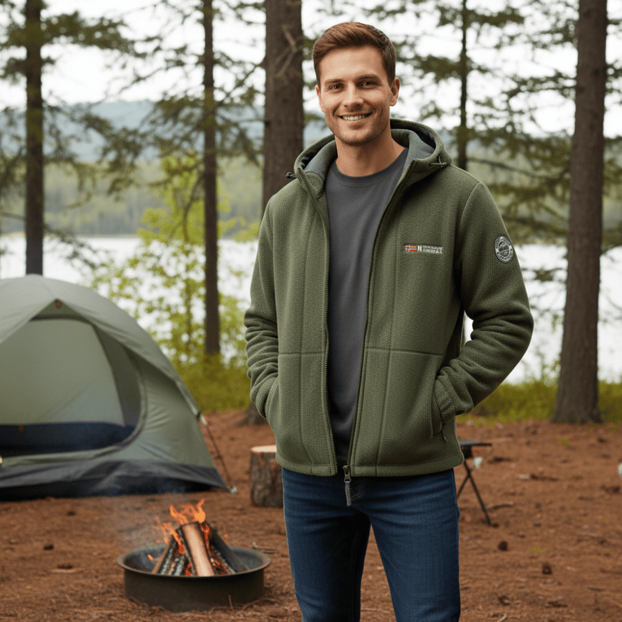 Men's Hooded Windproof Fleece Jacket for Cold Weather - product view 2 | Buffalo Gears