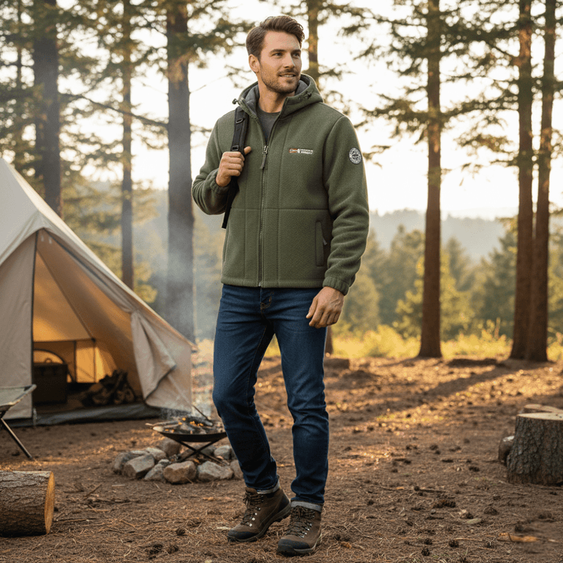 Men's Hooded Windproof Fleece Jacket for Cold Weather - product view 10 | Buffalo Gears