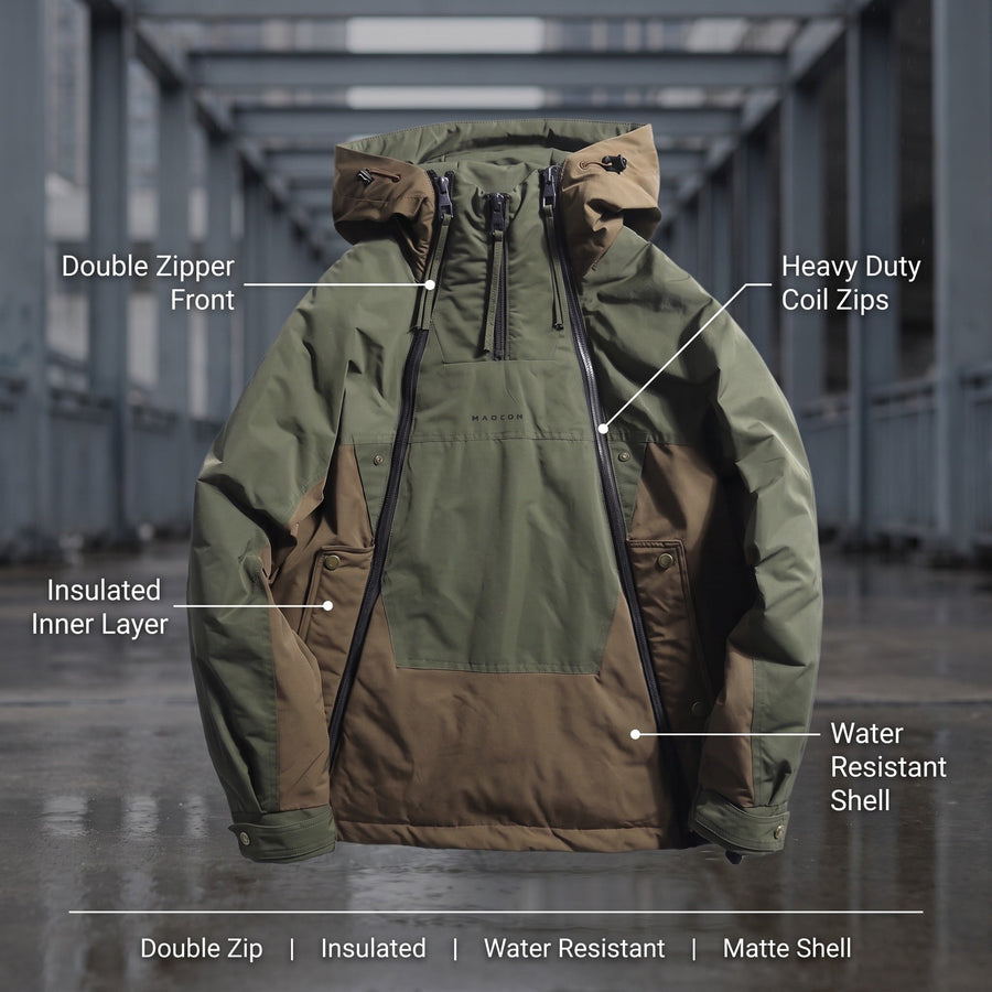 Men's Insulated Techwear Jacket with Double Zip Front - product view 2 | Buffalo Gears