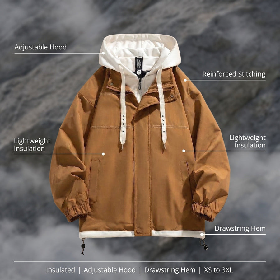 Men's Lightweight Insulated Hooded Jacket with Drawstring Hem - product view 2 | Buffalo Gears