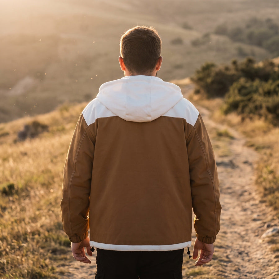Men's Lightweight Insulated Hooded Jacket with Drawstring Hem - product view 3 | Buffalo Gears