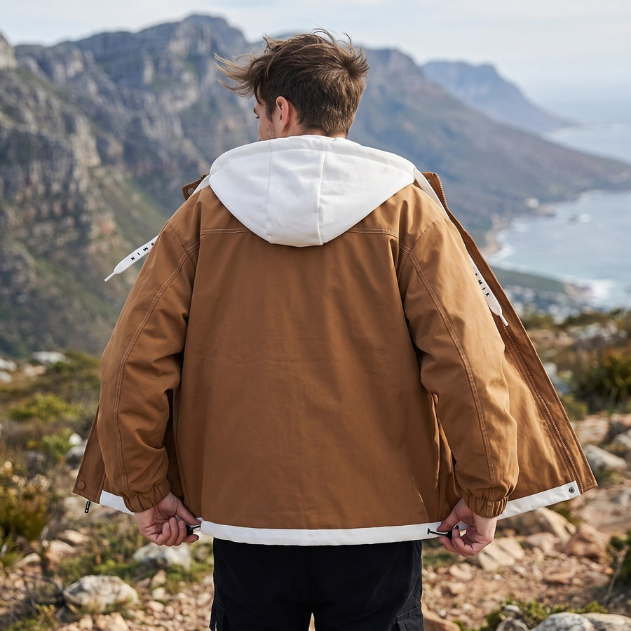 Men's Lightweight Insulated Hooded Jacket with Drawstring Hem - product view 5 | Buffalo Gears