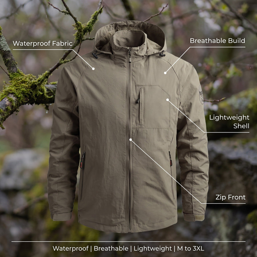 Men's Lightweight Waterproof Rain Jacket for Spring Weather - product view 2 | Buffalo Gears