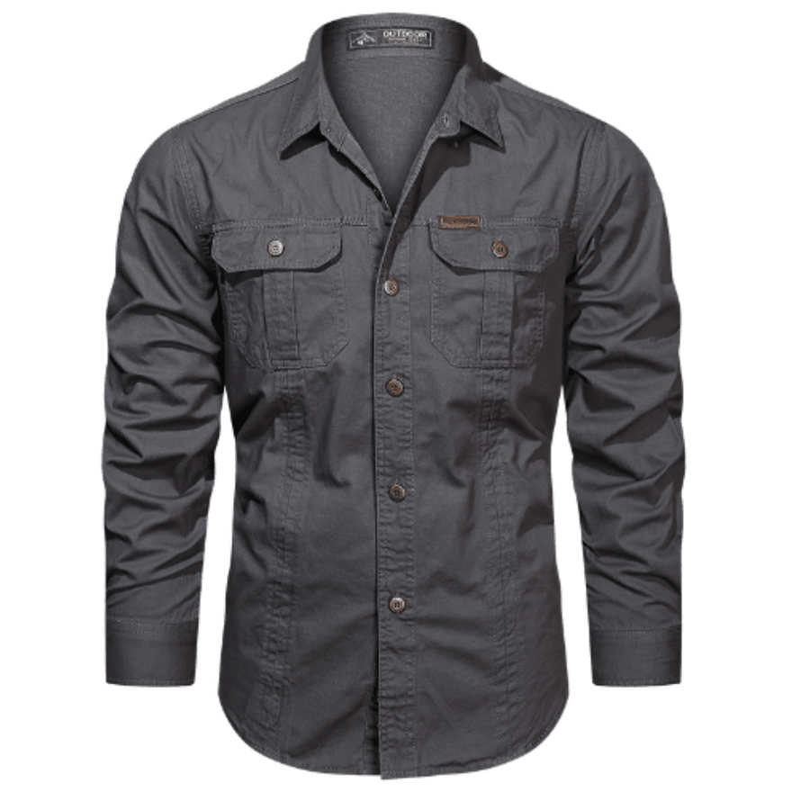 Men's Long-Sleeve Cotton Blend Hiking Shirt for Layering - product view 2 | Buffalo Gears