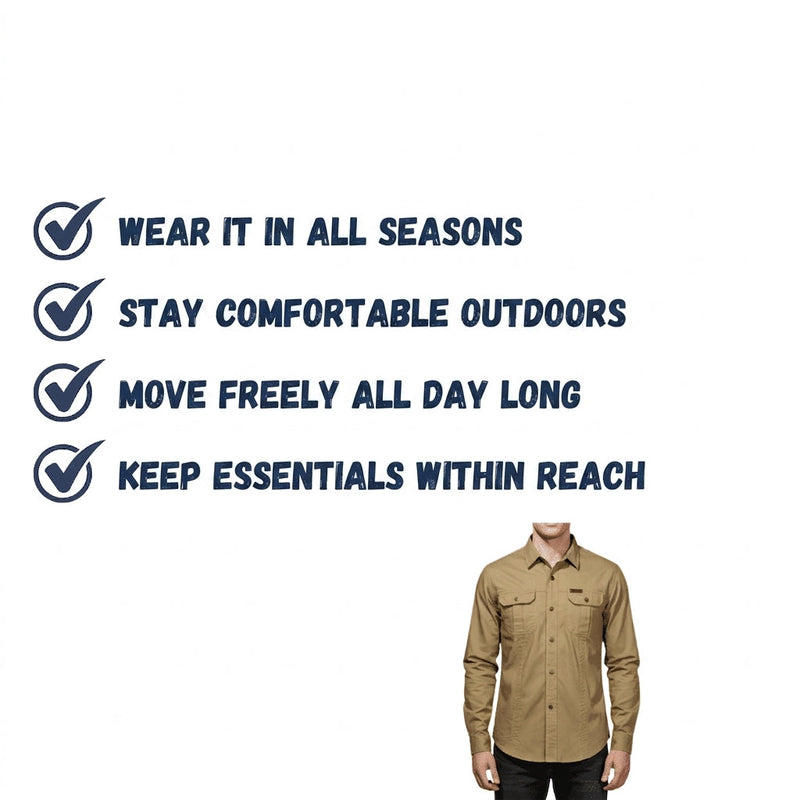 Men's Long-Sleeve Cotton Blend Hiking Shirt for Layering - product view 4 | Buffalo Gears