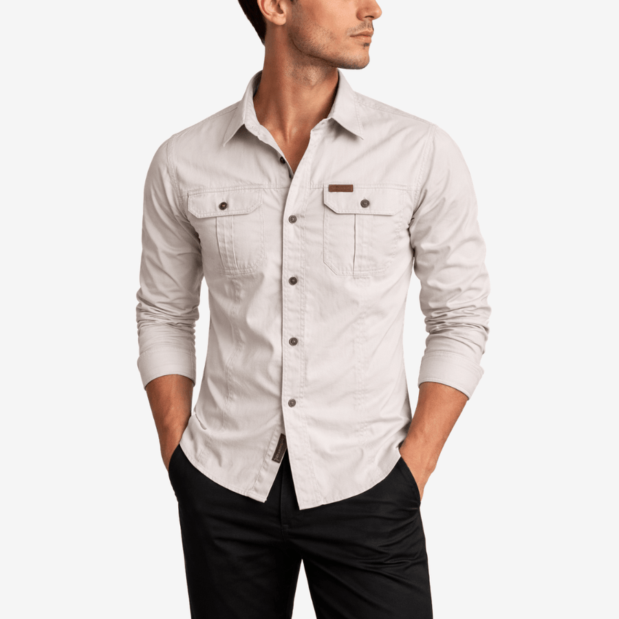 Men's Long-Sleeve Cotton Blend Hiking Shirt for Layering - product view 7 | Buffalo Gears