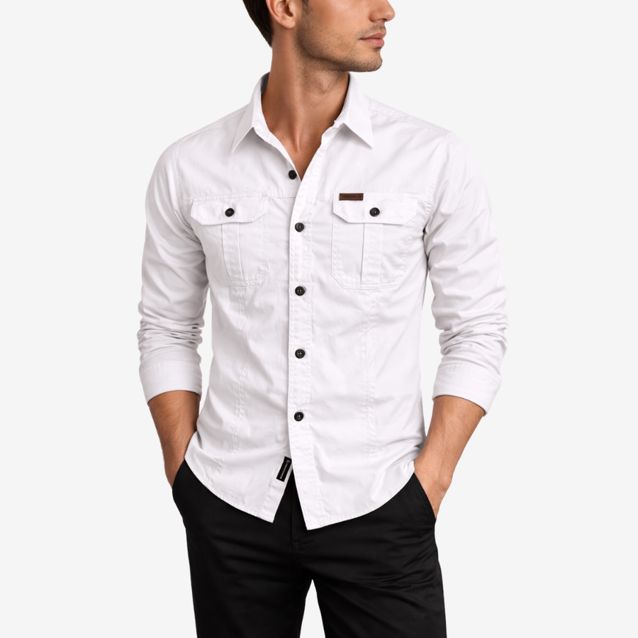 Men's Long-Sleeve Cotton Blend Hiking Shirt for Layering - product view 8 | Buffalo Gears