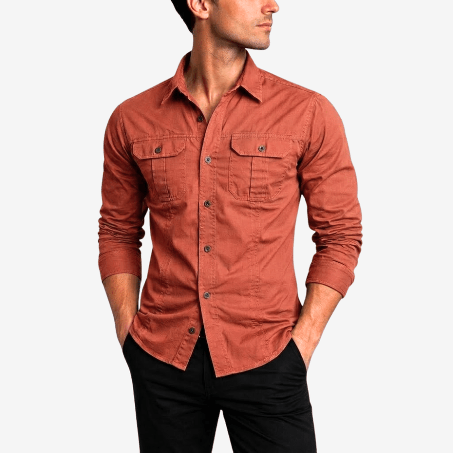 Men's Long-Sleeve Cotton Blend Hiking Shirt for Layering - product view 10 | Buffalo Gears