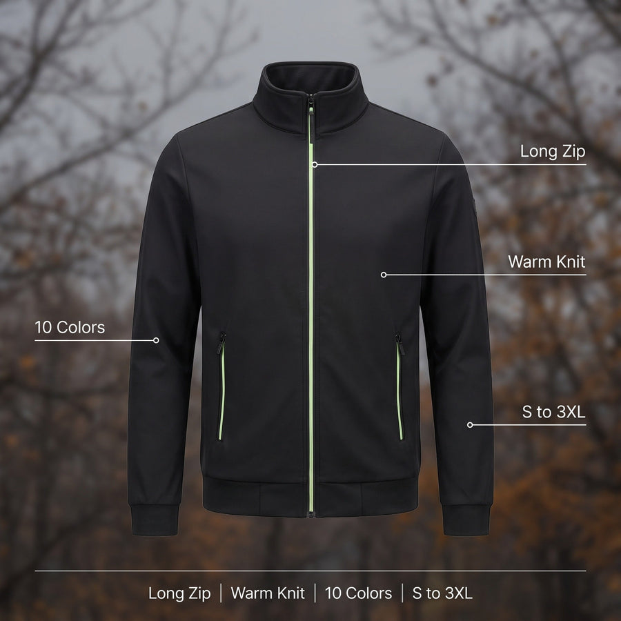 Men's Long Zip Knitted Jumper for Autumn and Winter - product view 2 | Buffalo Gears
