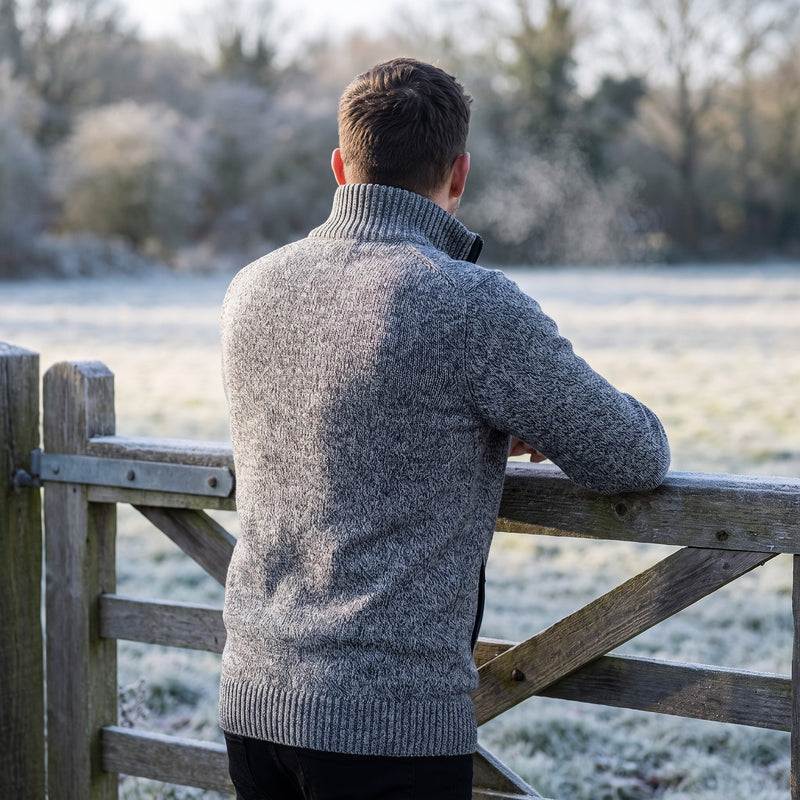 Men's Long Zip Knitted Jumper for Autumn and Winter - product view 5 | Buffalo Gears