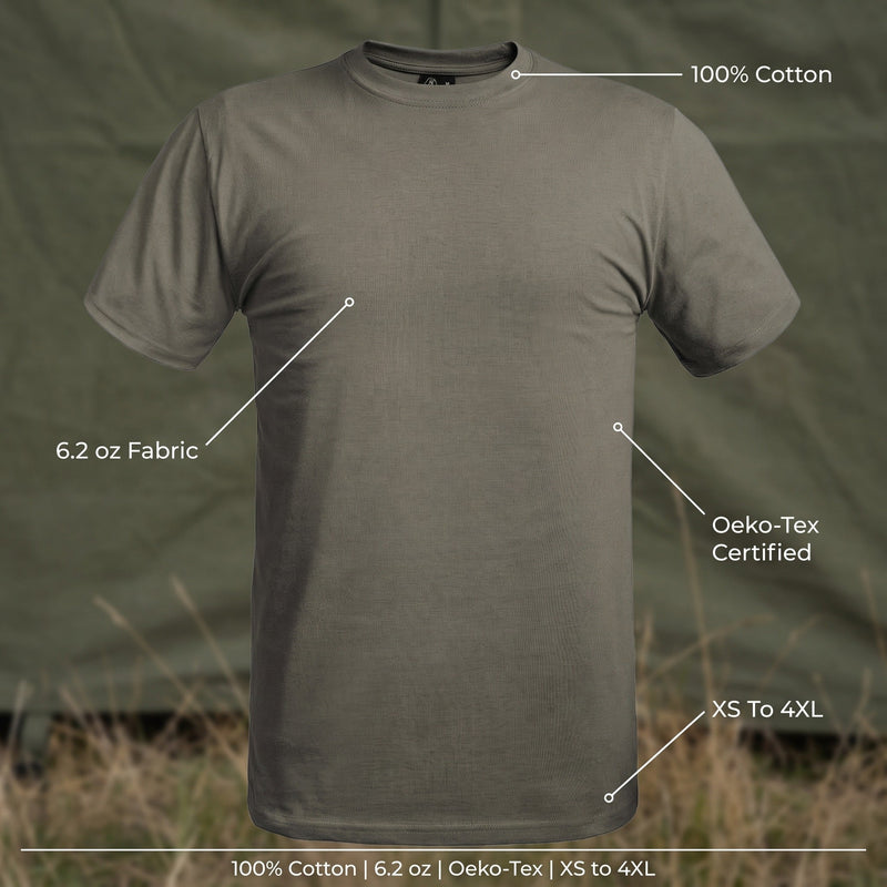 Men's Olive Green Cotton Military T-Shirt, Short Sleeve - product view 2 | Buffalo Gears