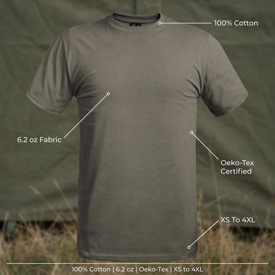 Men's Olive Green Cotton Military T-Shirt, Short Sleeve - product view 2 | Buffalo Gears