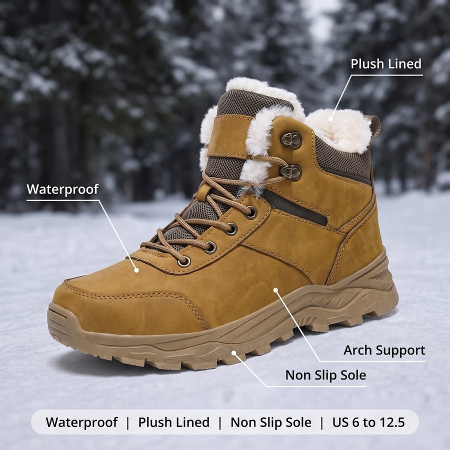 Men's Plush Lined Winter Hiking Boots with Deep Tread - product view 2 | Buffalo Gears