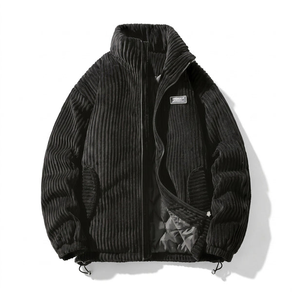 Men's Quilted Corduroy Jacket with Stand Collar