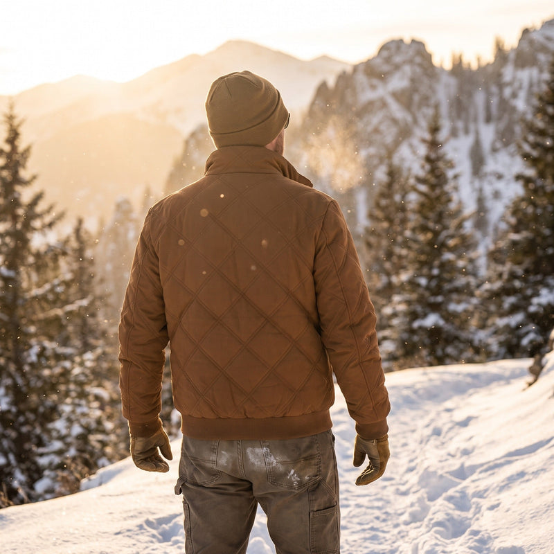 Men's Quilted Winter Coat with Fleece Lining and Stand Collar - product view 3 | Buffalo Gears