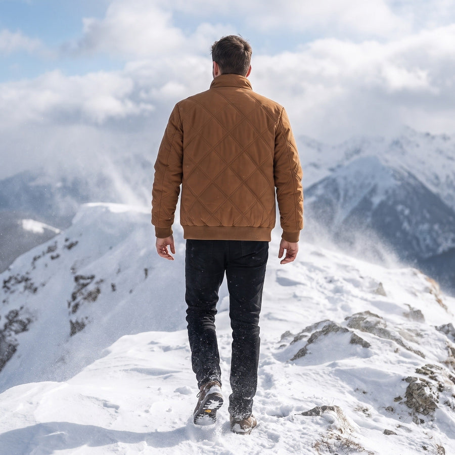 Men's Quilted Winter Coat with Fleece Lining and Stand Collar - product view 5 | Buffalo Gears