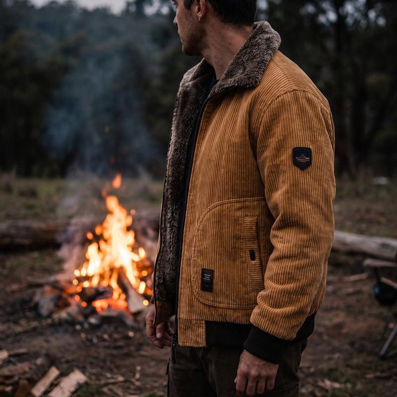 Men's Sherpa Lined Corduroy Bomber with Ribbed Cuffs - product view 5 | Buffalo Gears